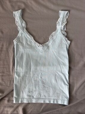 Wild Fable Light Blue Lace-Trim Tank Top - Women